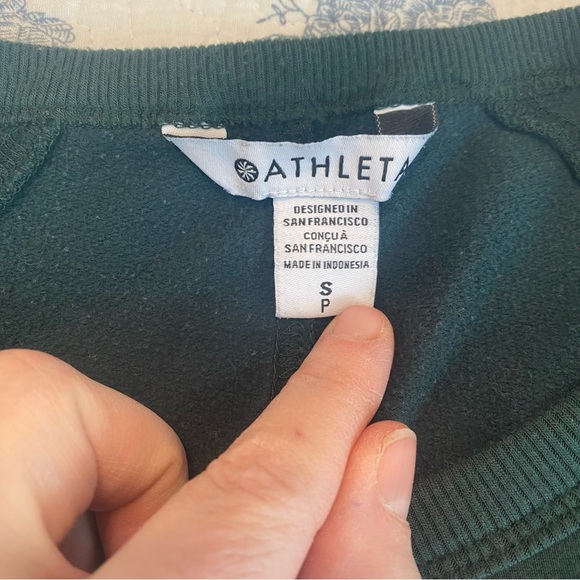 Athleta Coaster Lux Recover Green Sweatshirt Size Small - Picture 2 of 10
